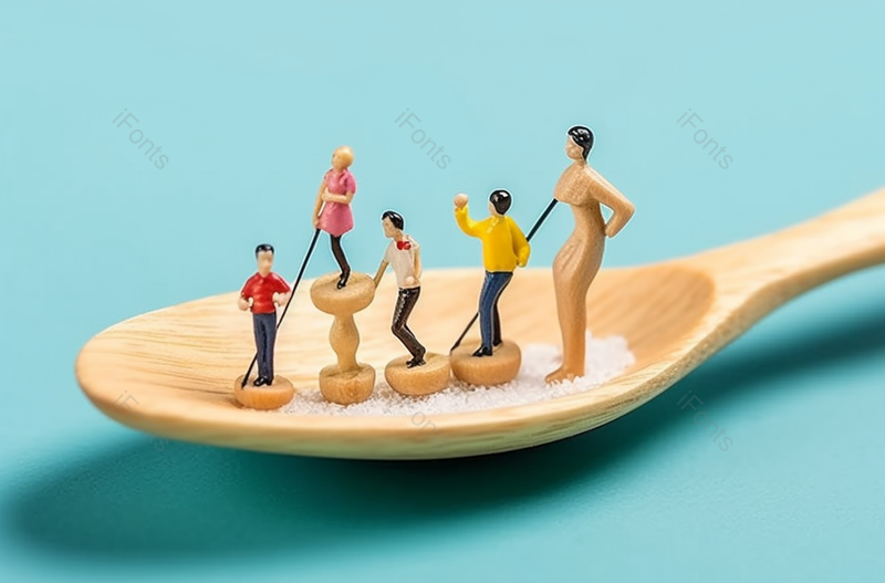 微观摄影正在木勺上运动的人物雕塑照片,高清,摄影图,摄影图片,图片大全,摄影图免费下载